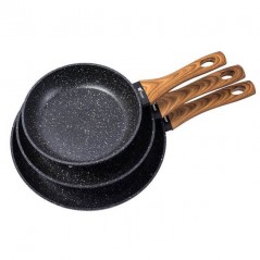 3er-Set Thulos-Pfannen, Ø20 Ø24 und Ø28 cm, Granitbeschichtung.