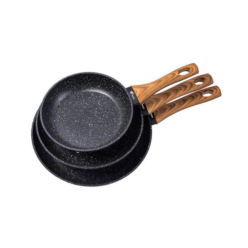 3er-Set Thulos-Pfannen, Ø20 Ø24 und Ø28 cm, Granitbeschichtung.