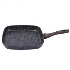 Ensemble de 2 poêles à induction (20 et 24 cm) + poêle grill (28 cm), revêtement antiadhésif effet pierre, poêle de cuisson, poê