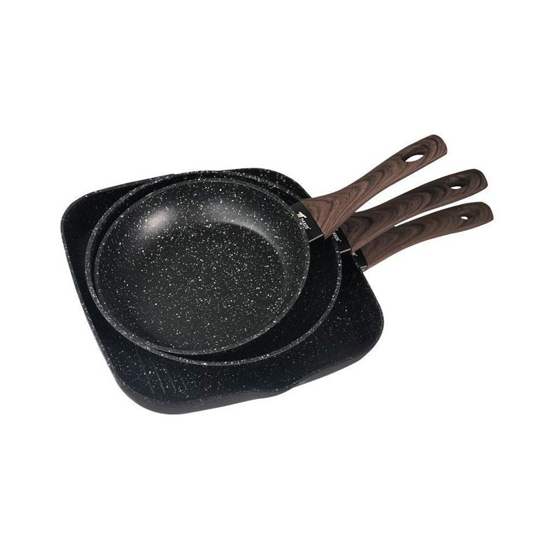 Set of 2 Induction Frying Pans (20 and 24 cm) + Grill Pan (28 cm), Non-Stick Stone Coating, Cooking Pan, Non-Stick Frying Pan Set of 2 Induction Frying Pans (20 and 24 cm) + Grill Pan (28 cm), Non-Stick Stone Coating, Cooking Pan, Non-Stick Frying Pan