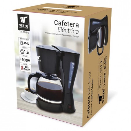 Cafeteira elétrica Thulos para 10-12 xícaras, jarra de vidro, potência de 900 W.