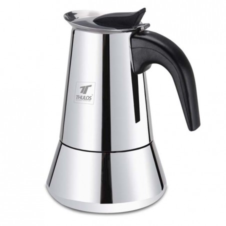 Thulos 4-cup coffee maker, stainless steel finish.