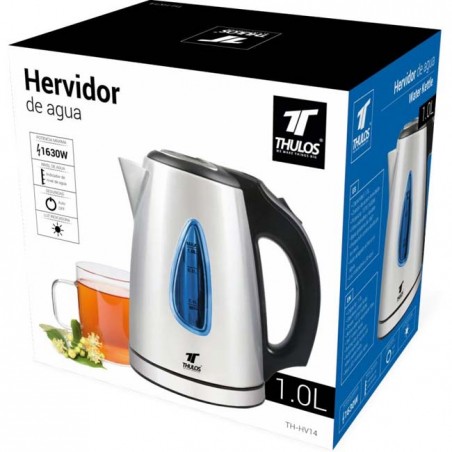 Chaleira Thulos de 1 litro, corpo de aço inoxidável.