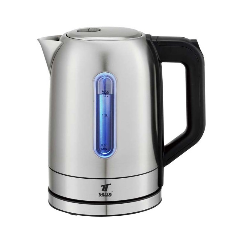 Bouilloire Thulos 1,7 litre, corps en acier inoxydable.