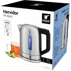 Bouilloire Thulos 1,7 litre, corps en acier inoxydable.