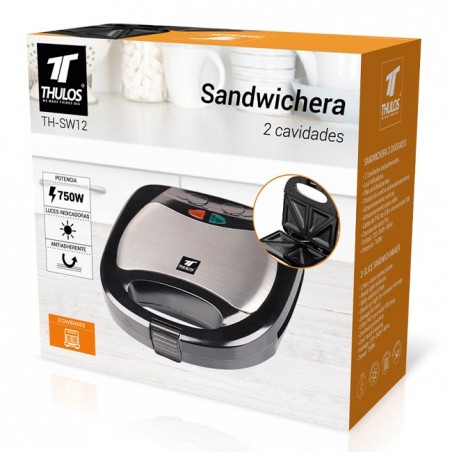 Thulos Sandwichmaker mit 2 Hohlräumen, 750 W.