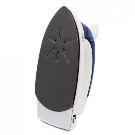 Thulos travel iron with folding handle, Power: 700W. Includes case and measuring cup.