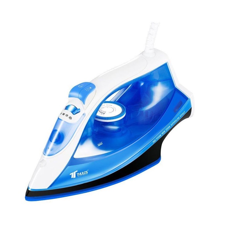Thulos steam iron, ceramic coated soleplate, 2200W. Thulos steam iron, ceramic coated soleplate, 2200W.