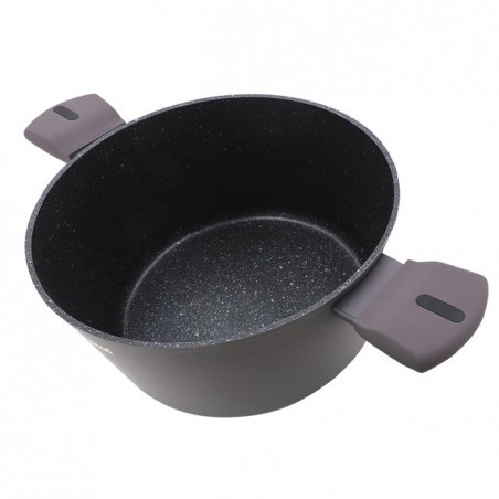 Forged Aluminum Casserole with Glass Lid Ø28 cm | Cooking Pot with Non-Stick Stone Effect Coating