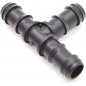 Lot de 50 Tee cannelé 16 mm pour tuyau goutte à goutte | Liaison pour l'union de tuyaux, noir