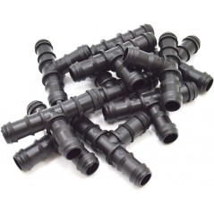 Pack 100 Te Riego por Goteo 16mm | Te conector tuberia 16 mm | Te Goteo para Manguera de Riego 16mm negro
