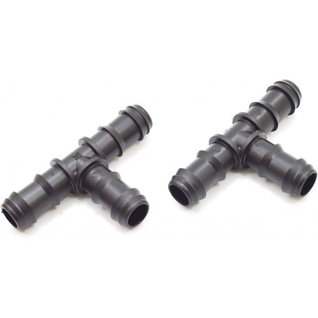 100 raccordi a T per irrigazione a goccia neri da 16 mm. Raccordo per tubo di gocciolamento da 16 mm, nero