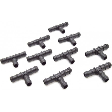 Lot de 1700 Té goutteur 16mm. Raccord pour tuyau d'irrigation de diamètre 16 mm, noir