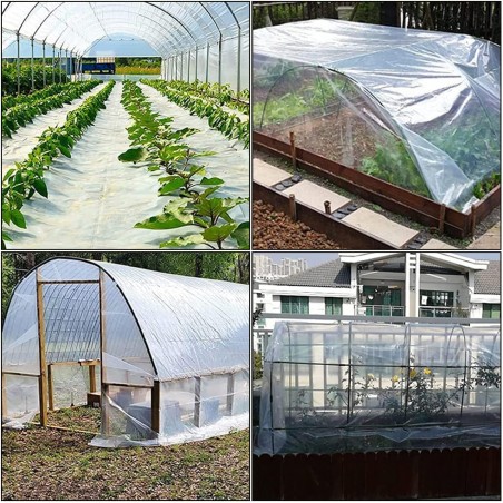 Cobertura para estufa, cobertura de plástico transparente, cobertura para estufa 4 x 1,2 m