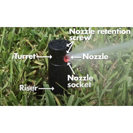 Aspersor de irrigação tipo turbina KRain RPS75 de 3/4", alcance de 6,7 a 15,5 m