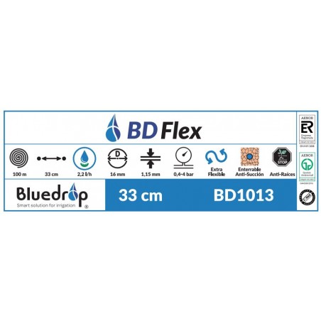 Tubo de irrigação por gotejamento autocompensante de 16 mm, 33 cm, 25 metros, marrom