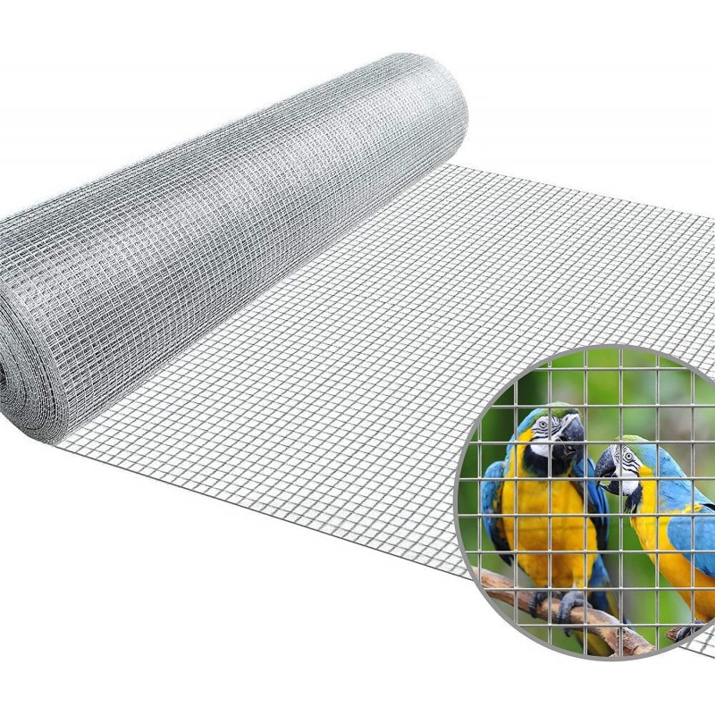 Malla metalica galvanizada antitorsion 1 x 25 m, cuadros 6mm para cercados, granjas, animales