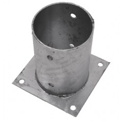 Metallischer runder Anker, 10 cm Durchmesser, 15 cm Höhe. Ideal für Holzpfosten.
