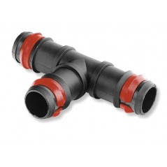 10 x Te riego por goteo 16mm con anilla de seguridad. Unión para tubo de goteo diámetro 16 mm, negro