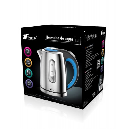 Hervidor Eléctrico de Acero Inoxidable, Capacidad 1.7 Litros, Potencia 2200W, Ebullición Rápida, Base 360°