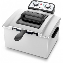 Friteuse Thulos TH-FR5L - 5 litres - Zone froide - 3 paniers inclus - 3000 W, Acier inoxydable, Acier inoxydable