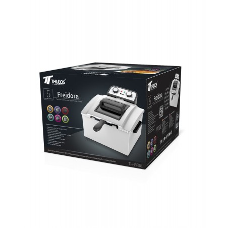 Fritadeira Thulos TH-FR5L - 5 Litros - Zona Fria - 3 Cestos Inclusos - 3000 W, Aço Inoxidável, Aço Inoxidável
