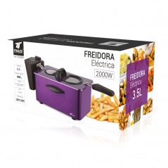 Purple oil fryer, 3.5 liters, with temperature regulator, dishwasher safe, 2000 watts