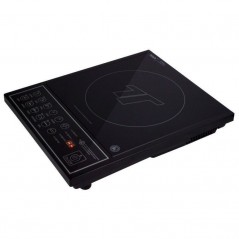 Induction hob. 1-zone countertop electric stove with black glass and touch buttons, 1000W-2000W, 40x32 cm