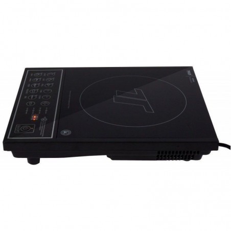 Induction hob. 1-zone countertop electric stove with black glass and touch buttons, 1000W-2000W, 40x32 cm