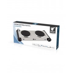 Placa Eléctrica Doble 2000W de Acero Inoxidable, Cocina para Estudiantes o Camping, 50x29 cm