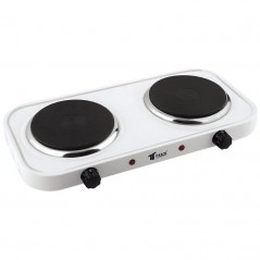 Fogão elétrico duplo 2000W, cooktop para acomodação estudantil ou camping, 50x29 cm