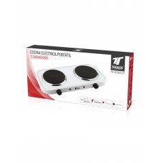 Placa Eléctrica Doble 2000W, Cocina para Estudiantes o Camping, 50x29 cm