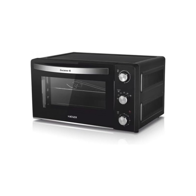 Four électrique Haeger 45 L, 5 modes de cuisson, Chaleur tournante, 230° C, Tournebroche, Minuteur 60 min, Grille réversible