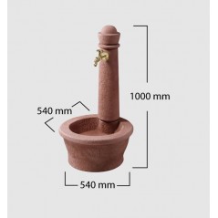 Fontana da Giardino Roma Rossastra, Imitazione Pietra Naturale. Altezza 100 cm, Larghezza 54 cm e Profondità 58 cm