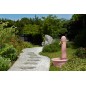 Fontaine de jardin Roma rougeâtre, imitation pierre naturelle. Hauteur 100 cm, Largeur 54 cm et Profondeur 58 cm