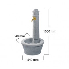 Robust garden fountain with gray natural stone effect