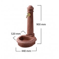 Fonte decorativa para jardim, imitação de pedra natural avermelhada, 90x44x52 cm | Elemento aquático para decoração externa