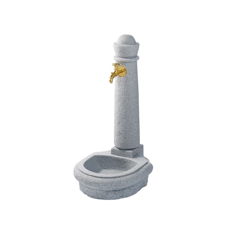 Gartenbrunnen aus grauem Stein Venezia, Natursteinimitat. Höhe 90 cm, Breite 44 cm und Tiefe 52 cm.