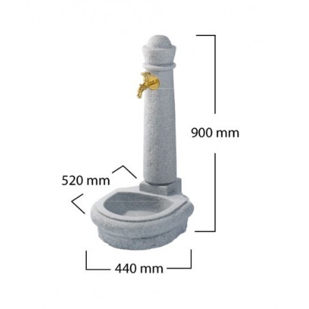 Fontana decorativa da giardino, imitazione pietra grigia naturale, 90x44x52 cm | Fontana per decorazione da esterno