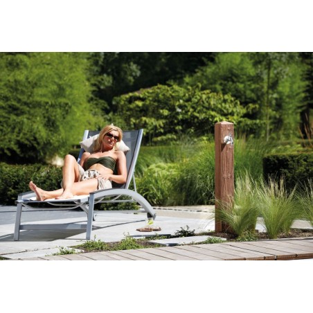 Gartenbrunnen Graf Woody, im dunkelbraunen Holzlook mit Wasserhahn, 100 cm