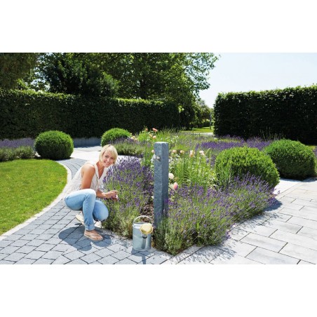 Gartenbrunnen aus dunklem Granit-Imitat-Stein + Wasserhahn, 100 cm