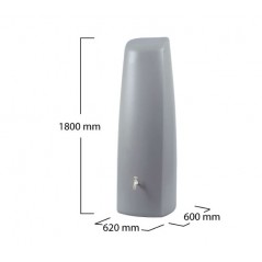 Serbatoio per Acqua Piovana Elegance Graf, Recuperatore d'acqua Piovana da 400 litri, 60x60x180 cm, grigio