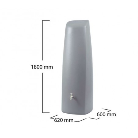 Serbatoio per acqua piovana Elegance Graf, raccoglitore per acqua piovana da 400 litri, 60x60x180 cm, grigio
