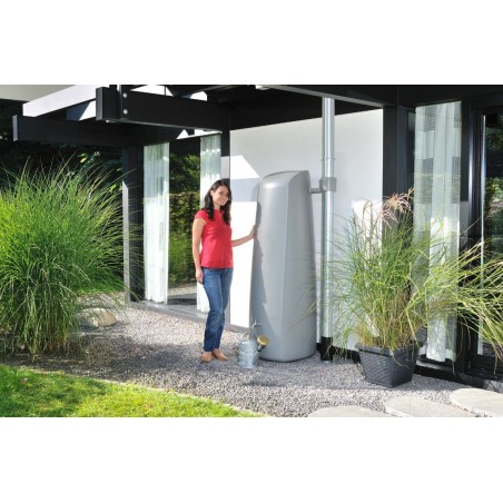 Serbatoio per acqua piovana Elegance Graf, raccoglitore per acqua piovana da 400 litri, 60x60x180 cm, grigio