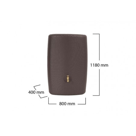 Serbatoio per acqua piovana Sunda Graf. Serbatoio decorativo per acqua piovana, 300 litri, 40 x 80 x 118 cm, marrone