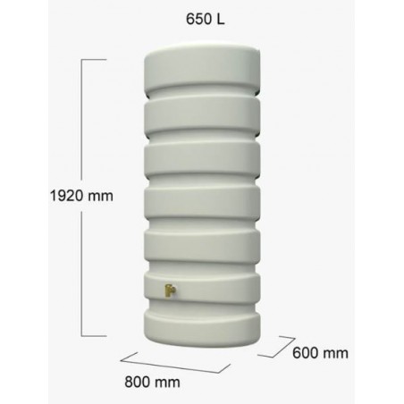 Graf Regenwassertank. Dekorativer Wassertank, 650 Liter, 60 x 80 x 191 cm, beige