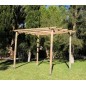 Pergola en bois. Mesures 360 x 360 x 360 cm. 4 Poteaux 9 x 9 x 250 cm, 2 traverses 360 cm, 4 Lattes 360 cm et 4 équerres.	