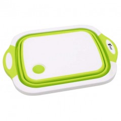 Foldable cutting board: multi-function cutting board, sink drainer and washing bowl, drip stopper