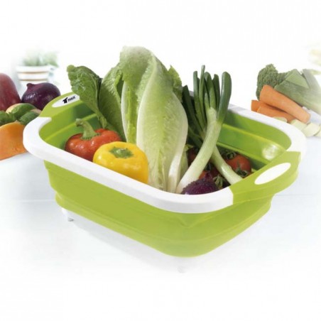 Foldable cutting board: multi-function cutting board, sink drainer and washing bowl, drip stopper