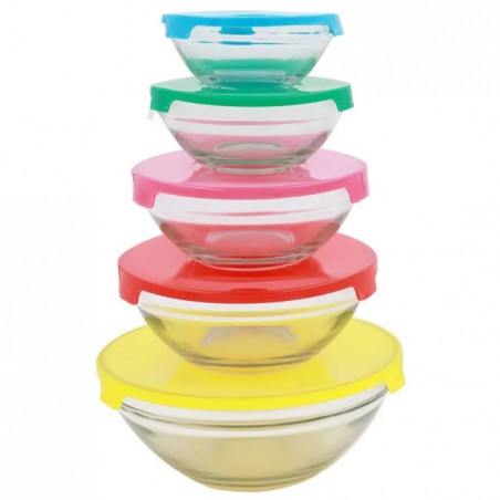 Set di 5 contenitori in vetro con 5 coperchi Thulos